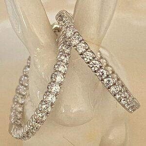 QVC Diamonique Inside Outside Hoop Earrings in Sterling Silver and CZ’s NWOT